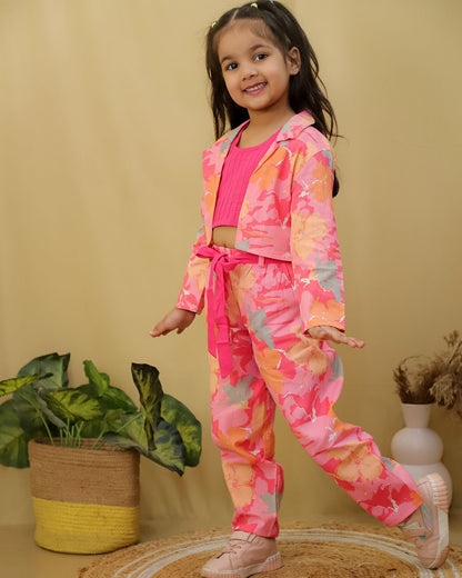 HOK Short Jacket High waist Cord Set for Girls