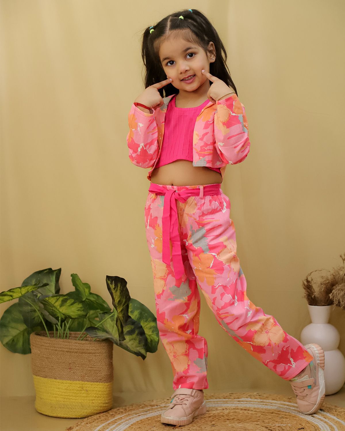 HOK Short Jacket High waist Cord Set for Girls