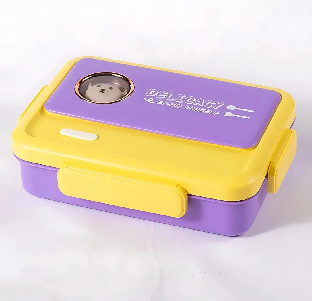 HOK Stainless Steel Bunny Theme Lunch Box with Cutlery