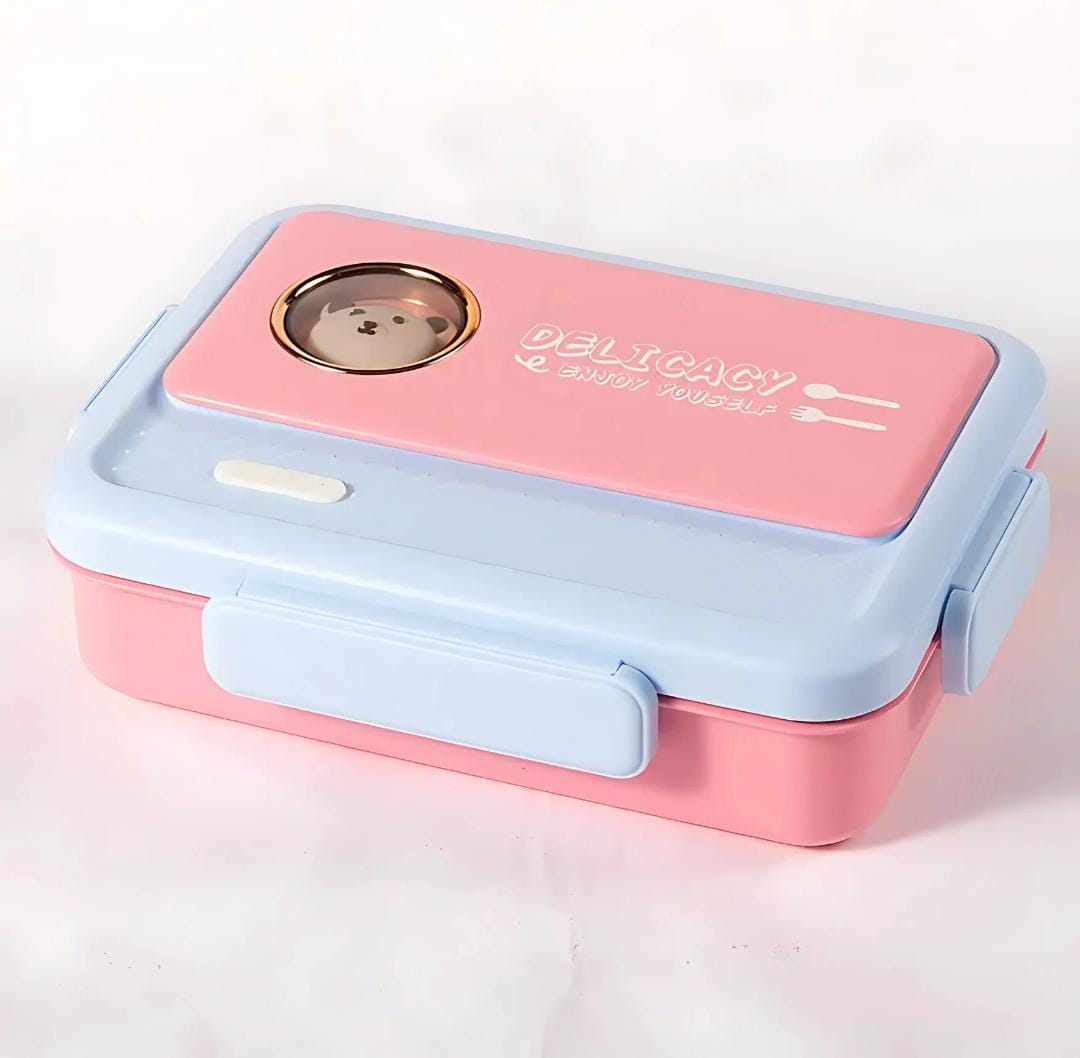 HOK Stainless Steel Bunny Theme Lunch Box with Cutlery