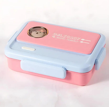 HOK Stainless Steel Bunny Theme Lunch Box with Cutlery