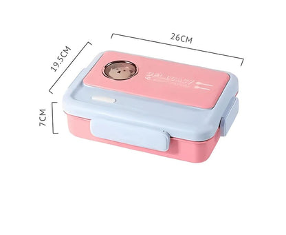 HOK Stainless Steel Bunny Theme Lunch Box with Cutlery