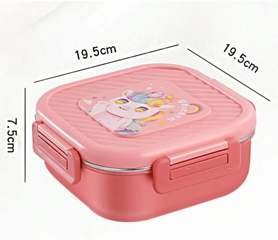 HOK Cute 3 Compartment Stainless Steel Lunch Box