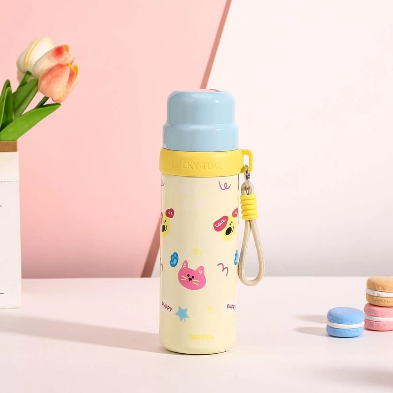 HOK Stainless Steel Thermos Water Bottle with Straw & Cup- 500ml