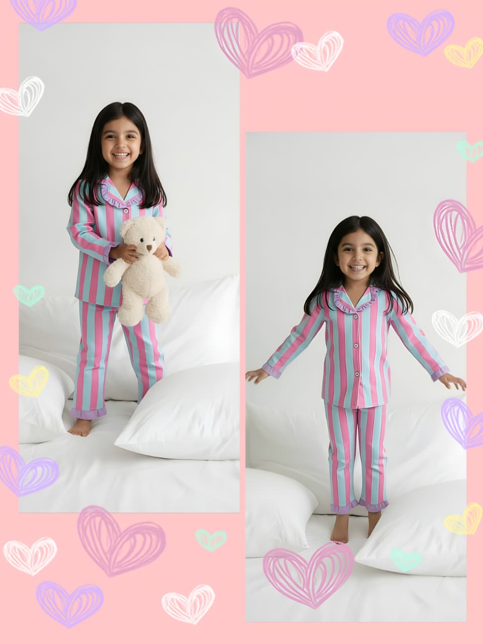 HOK Stripes Girls Night Suit