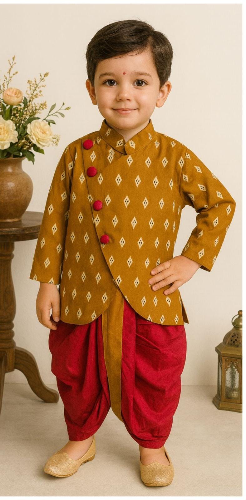 HOK Boys Traditional Sherwani Style Dhoti Kurta Set