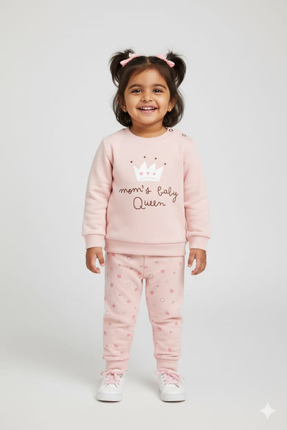 HOK Cute Pink Sweatshirt & Pant Set for Girls