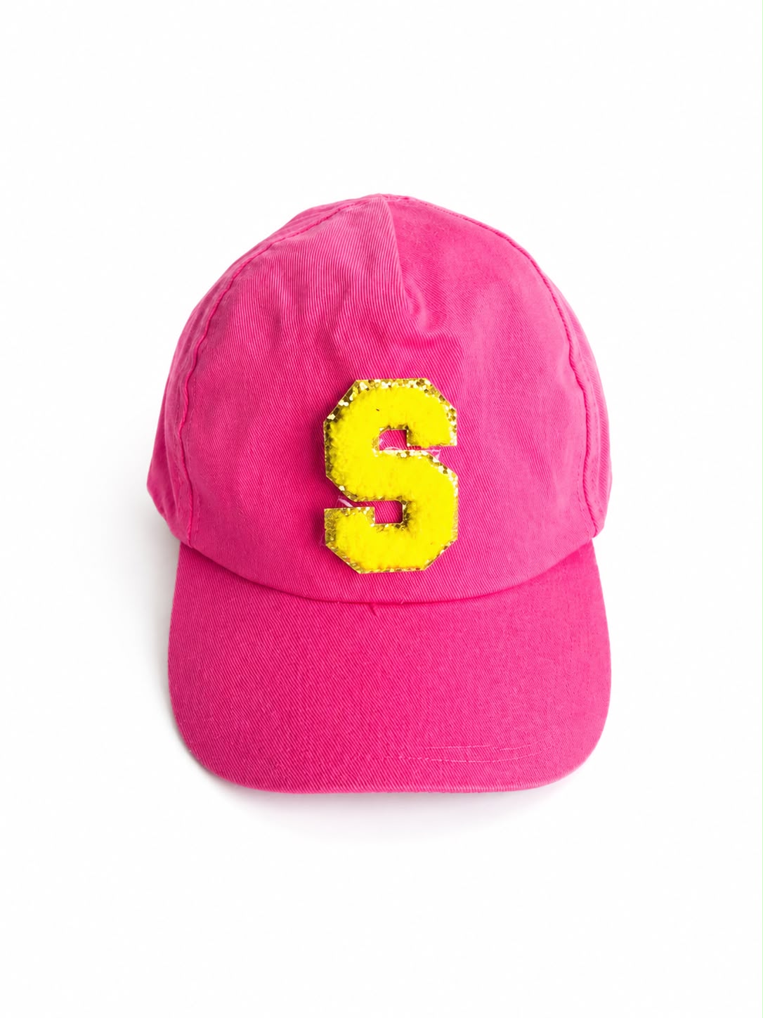 Personalised Cap with Initial Gold Chenille Patch Letter Alphabet