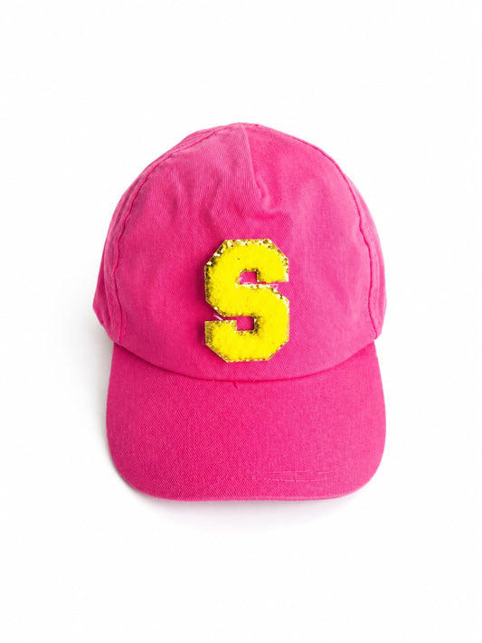 Personalised Cap with Initial Gold Chenille Patch Letter Alphabet