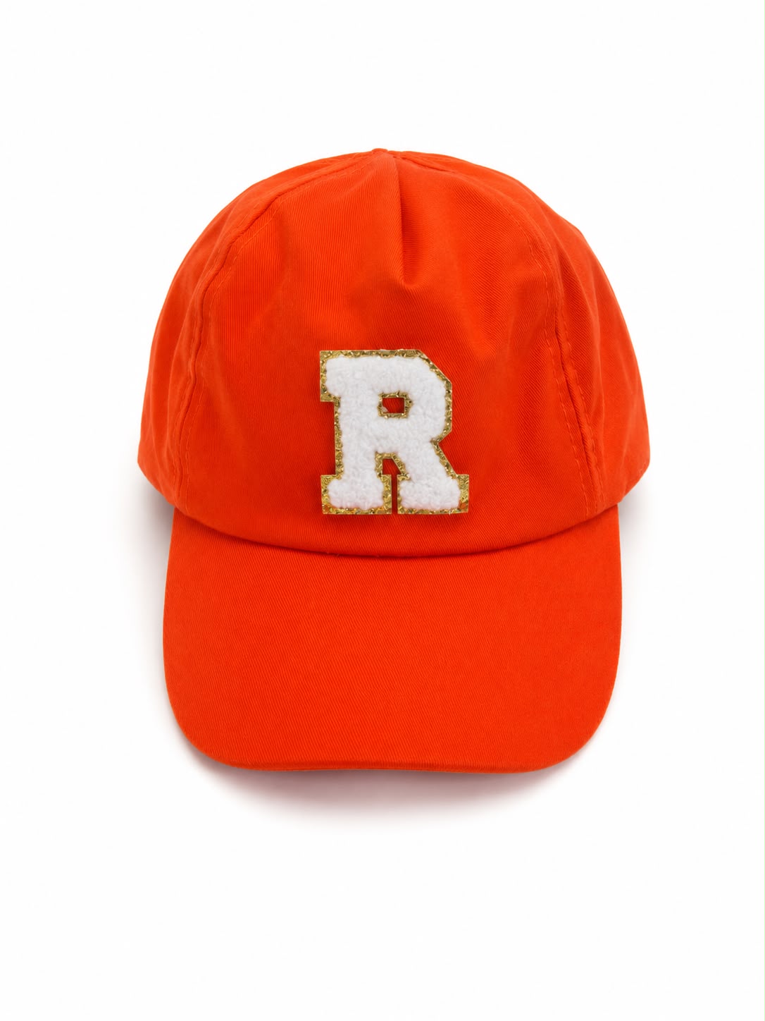 Personalised Cap with Initial Gold Chenille Patch Letter Alphabet