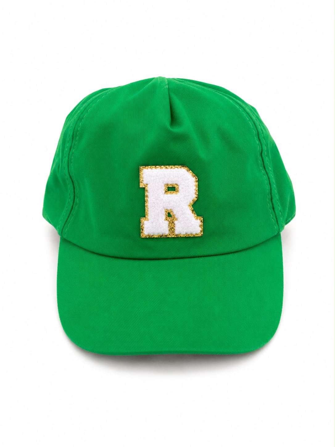 Personalised Cap with Initial Gold Chenille Patch Letter Alphabet