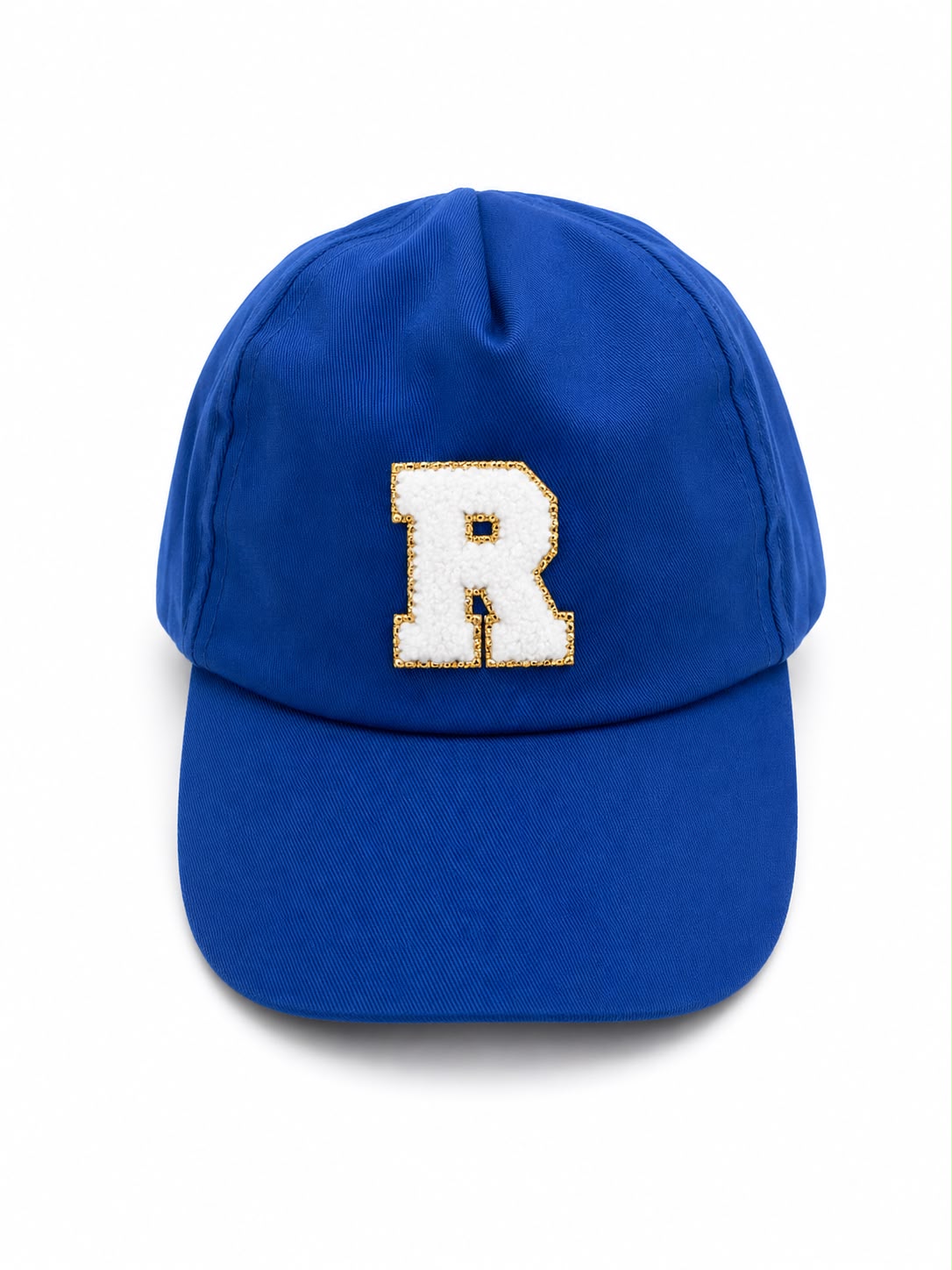 Personalised Cap with Initial Gold Chenille Patch Letter Alphabet