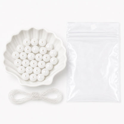 Plain Glass Beads - Pack of 25 beads and a thread | 8mm Beads