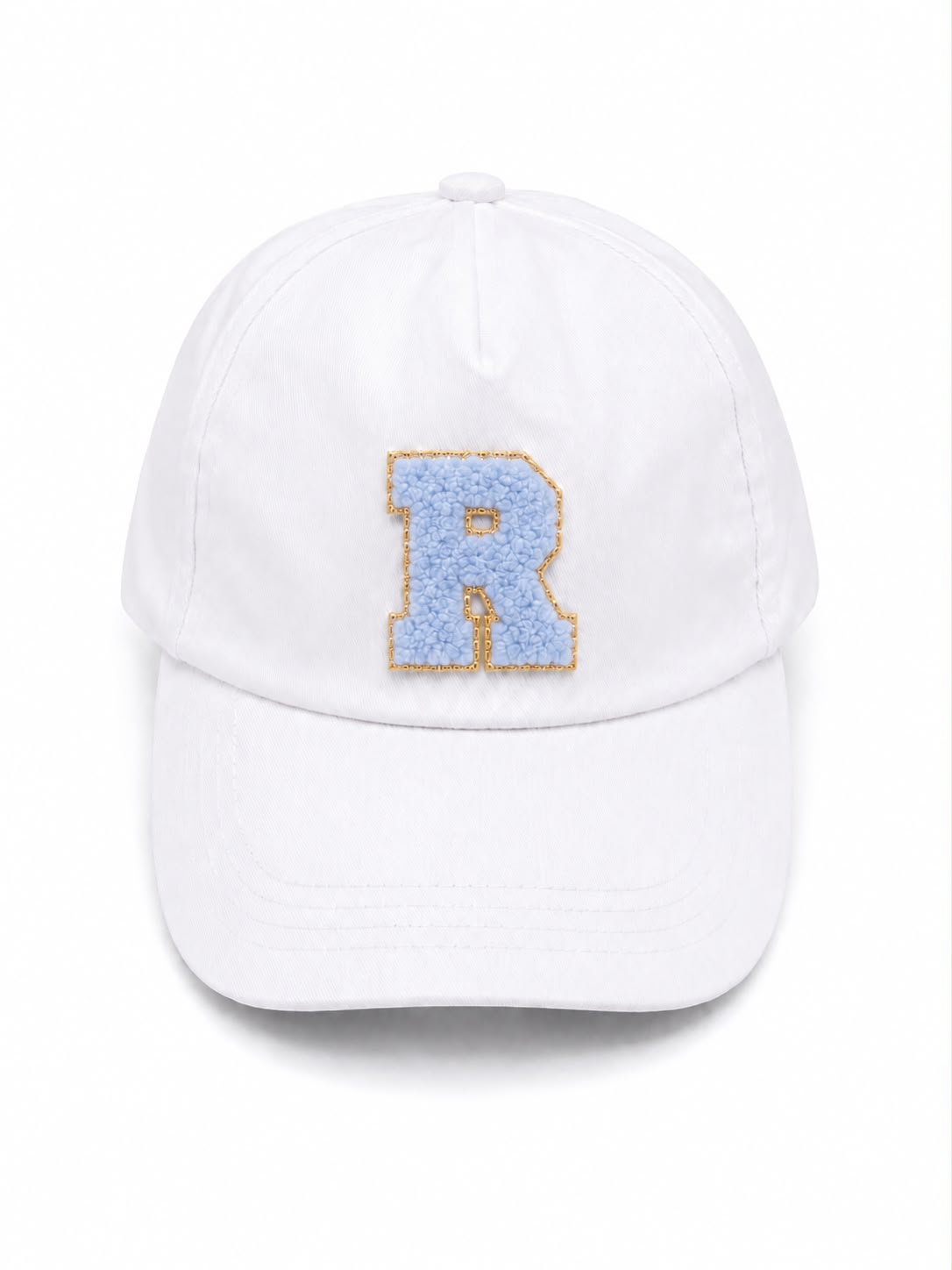 Personalised Cap with Initial Gold Chenille Patch Letter Alphabet