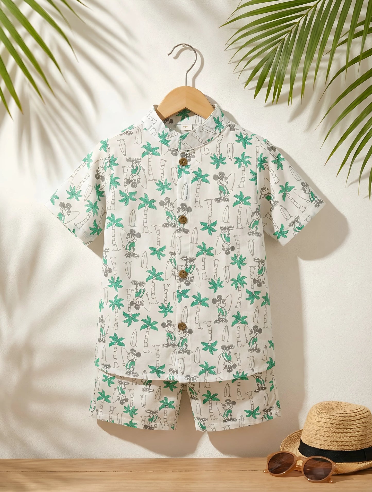 Boys shirt and shorts matching set cream 2-12 years