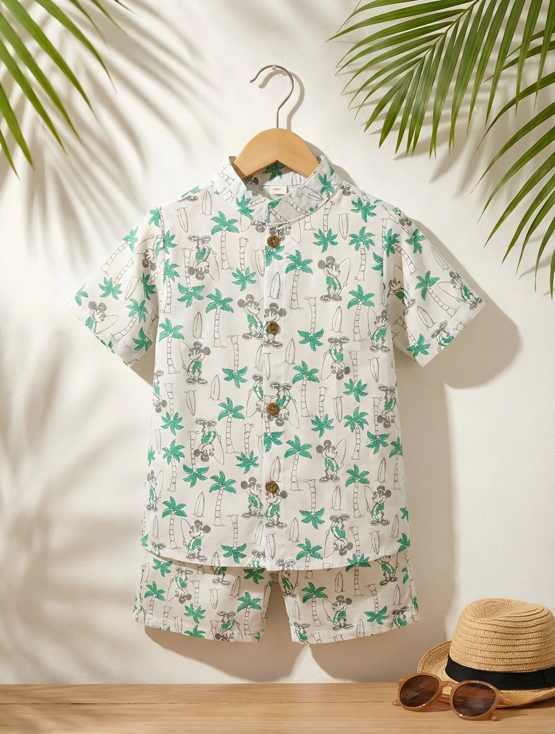 Boys shirt and shorts matching set cream 2-12 years