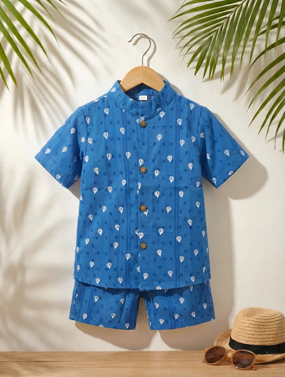 Boys summer co ord set blue 2-12 years