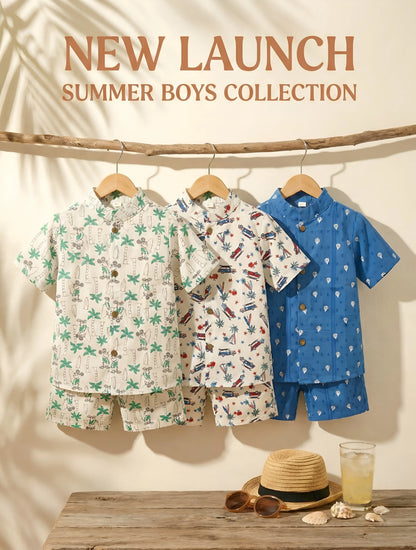 Boys summer collection printed cotton co ord set new launch