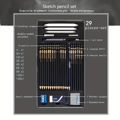 HOK Professional Sketching & Drawing Art Tool Kit- 29 Pcs