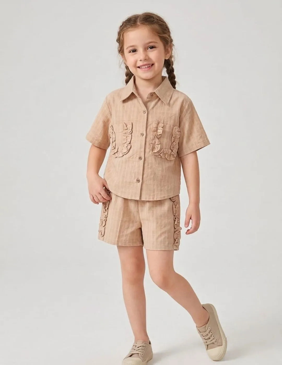 Trendy girls co-ord set outfit front pose