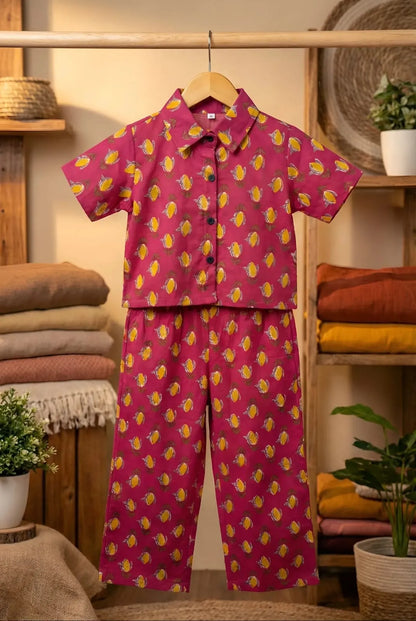Soft cotton pink girls matching co-ord outfit for summer