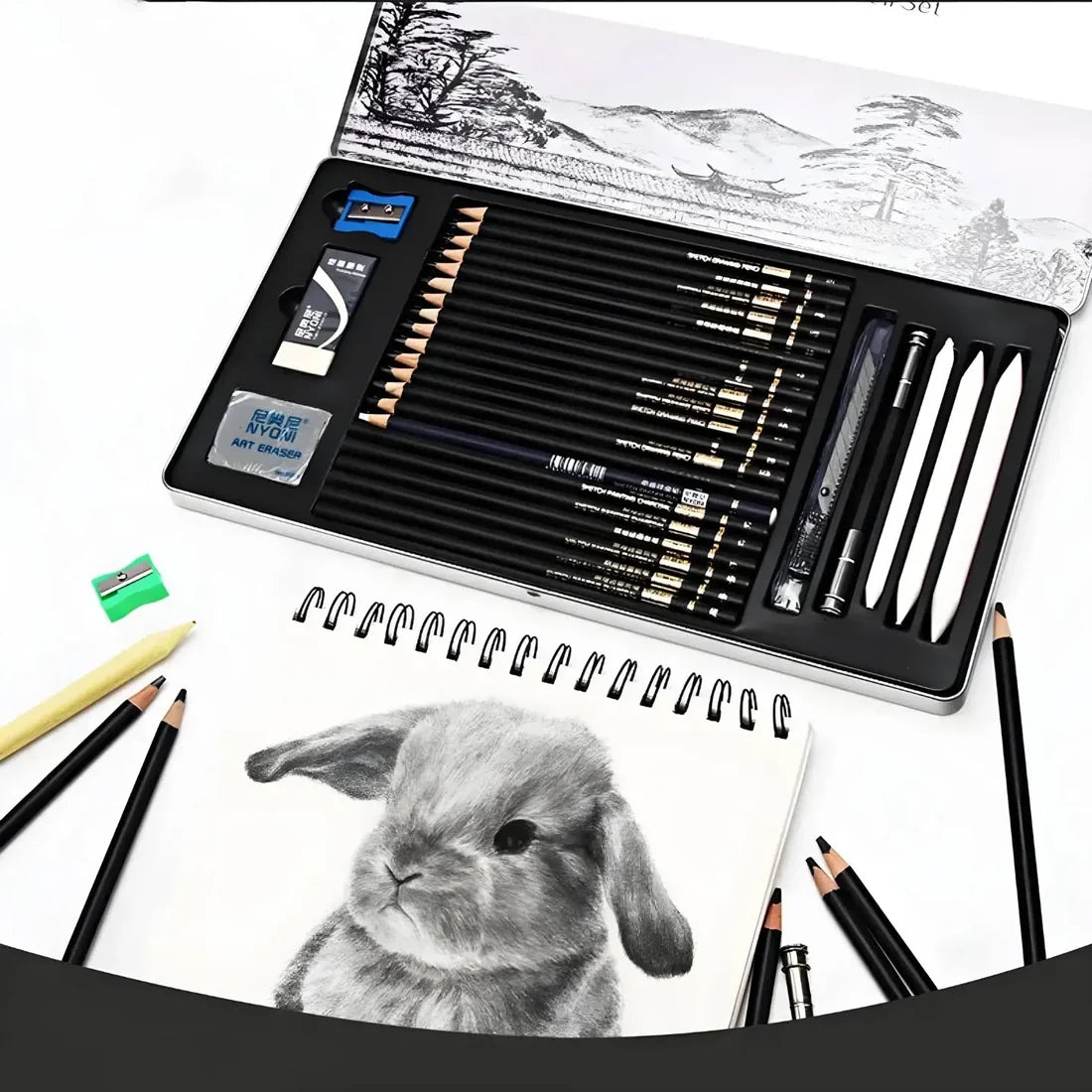 HOK Professional Sketching & Drawing Art Tool Kit- 29 Pcs