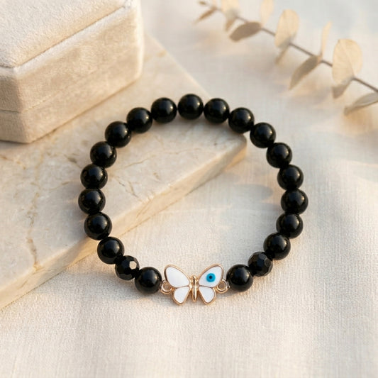 HOK Evil Eye Butterfly Bracelet - White and Black
