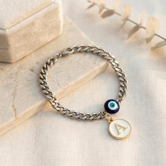 HOK Evil Eye Chain Bracelet with Initial