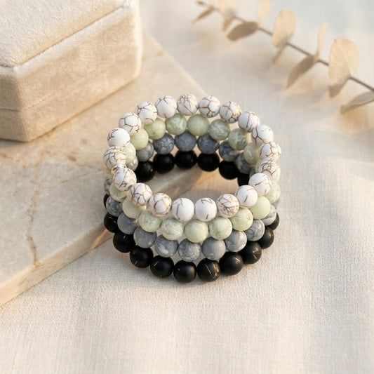 HOK Set of 4 Marble Beaded Bracelets