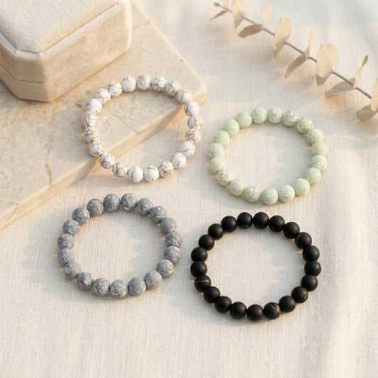 HOK Set of 4 Marble Beaded Bracelets