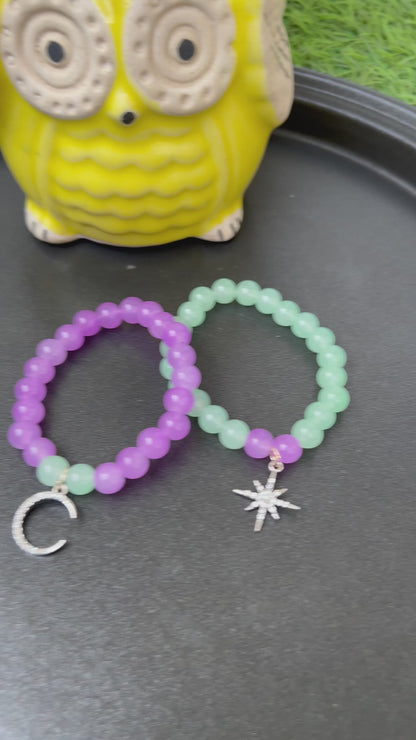 Matching Bracelet Included Star and Moon Charm - Set of 2