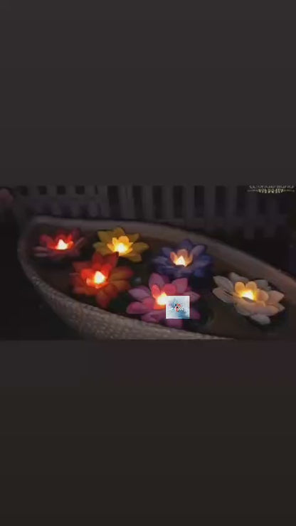 HOK LED Floating Lotus with water Sensor- Pack of 6pc