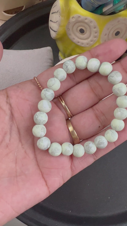 Mint Green Marble Finish Glass Beads Bracelet