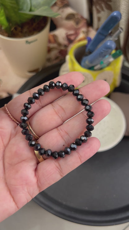 Black Crystal Glass Beads Bracelet