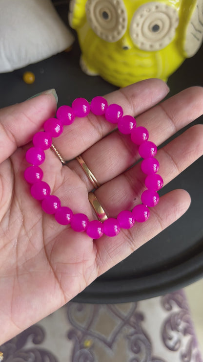 Pink Barbie Beads Bracelet - Stretchable (Perfect for Dailywear)