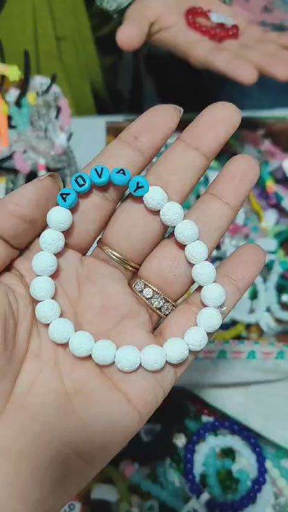 HOK Personalised Name Bracelet in Lava Beads