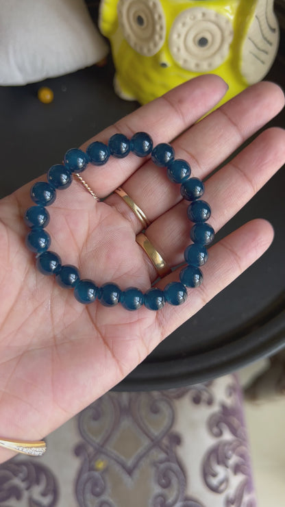 Dark Blue Beads Bracelet - Stretchable (Perfect for Dailywear)