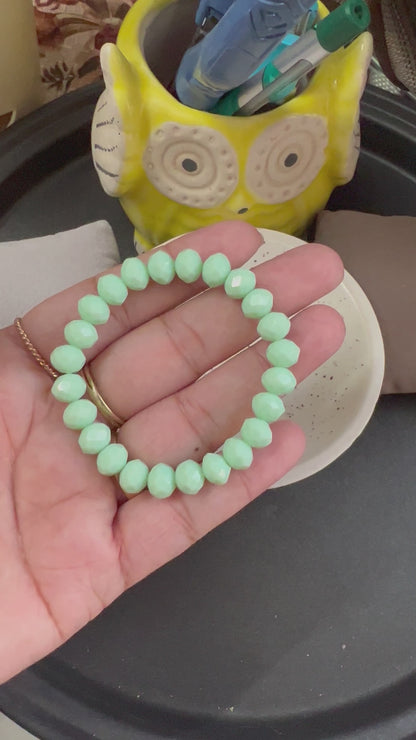 Mint Green Crystal Glass Beads Bracelet