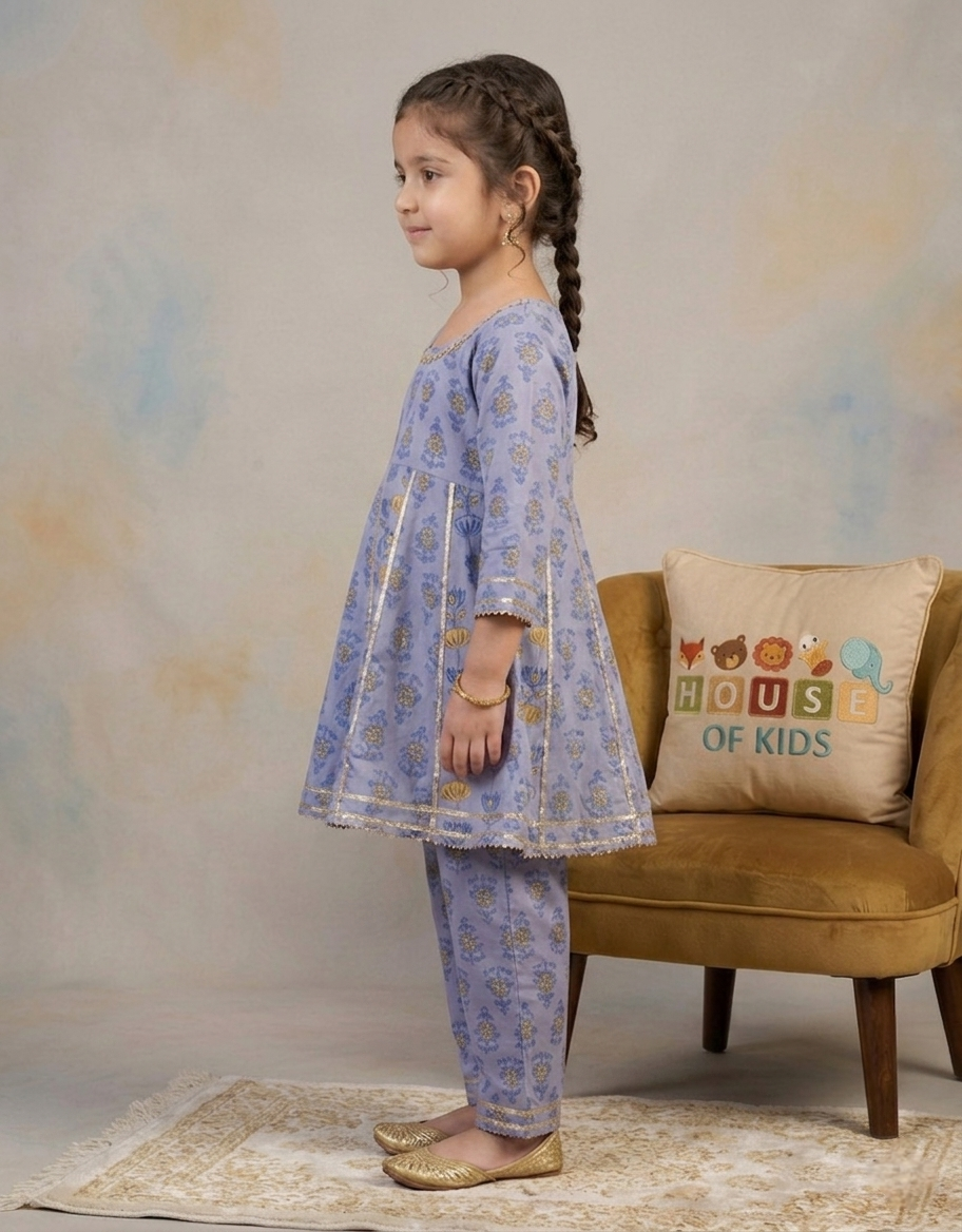 Girls Cotton Kurti Pant Set