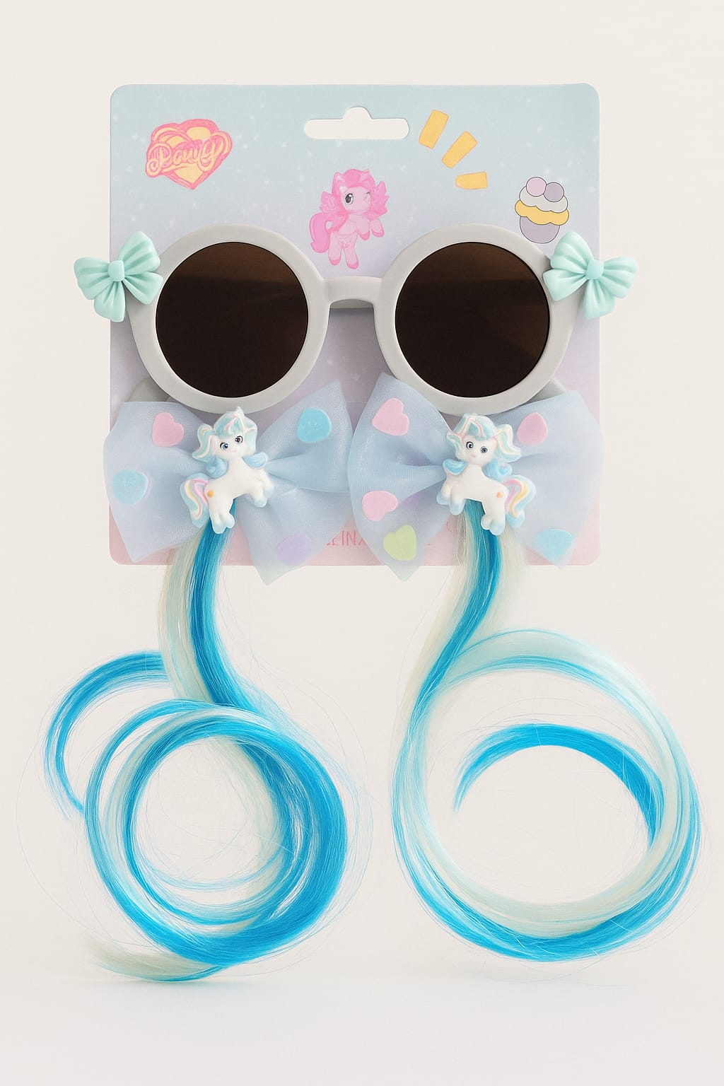 HOK Cute Kids Sunglasses with Bow & Hair Extension - Stylish Party Wear