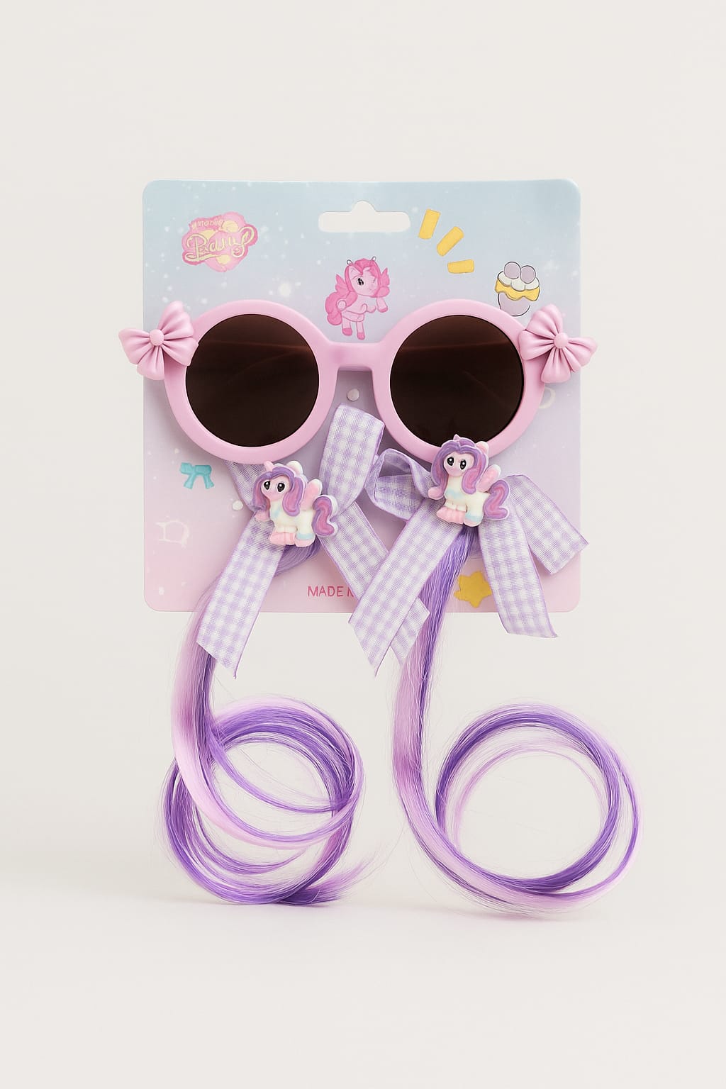 HOK Cute Kids Sunglasses with Bow & Hair Extension - Stylish Party Wear