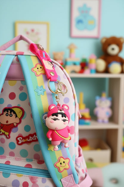 Keychain with cartoon character on a plain background
